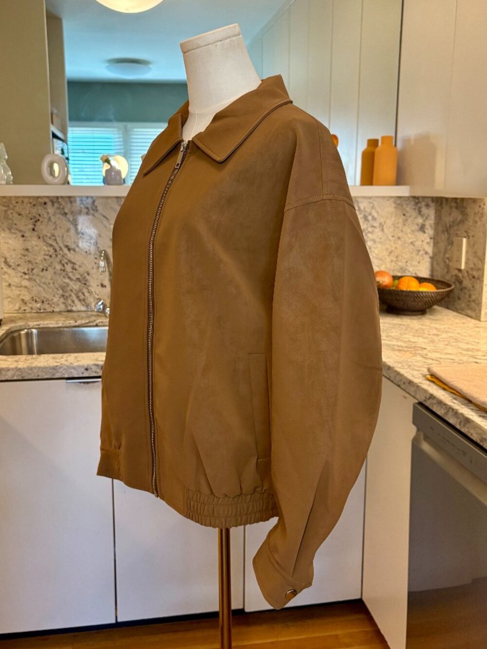 Easy Clothes Camel Oversized Bomber Jacket - Picture 3 of 9